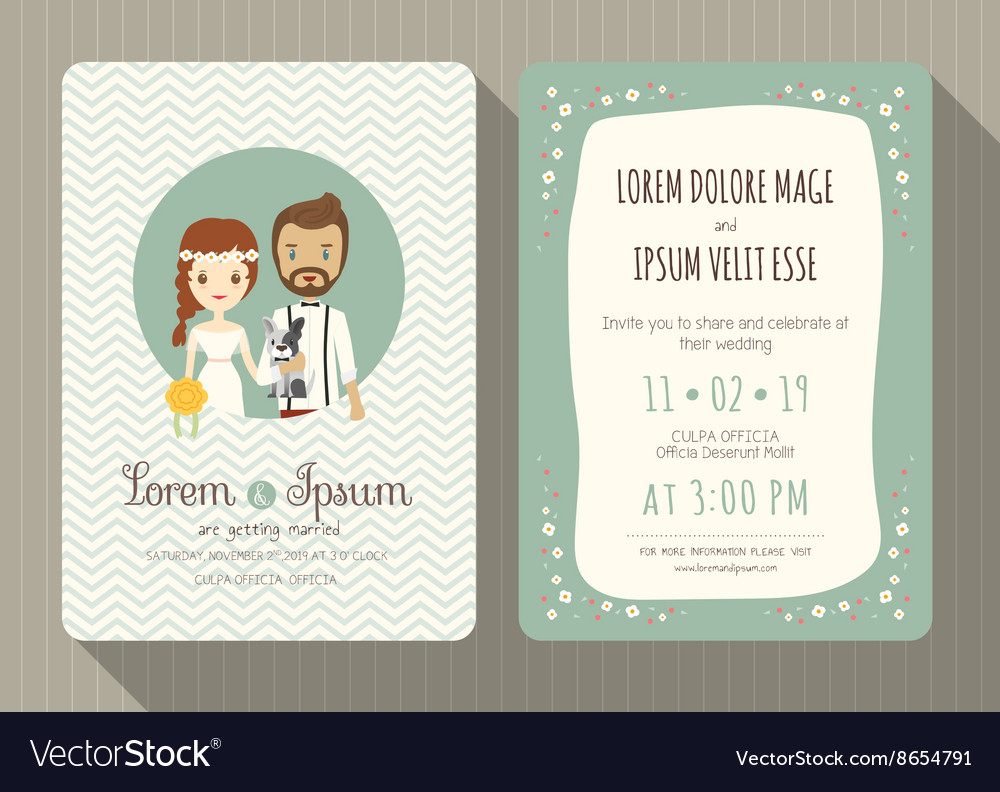 Cartoon Wedding Invitation Card Template Vector Image throughout size 1000 X 792