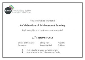 Celebration Of Achievement Invitation Lister Community School intended for proportions 2421 X 1712