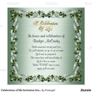 Celebration Of Life Invitation Irish Background Zazzle inside size 1104 X 1104