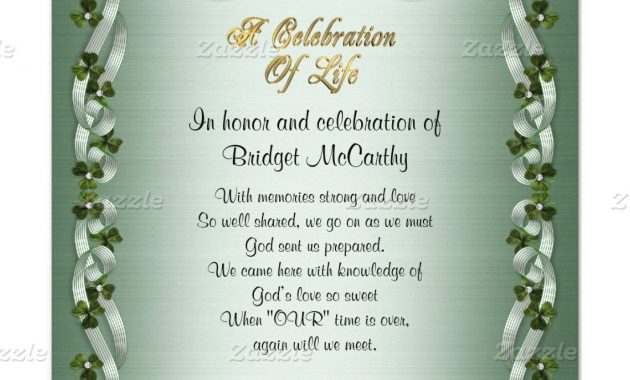 Celebration Of Life Invitation Irish Background Zazzle inside size 1104 X 1104