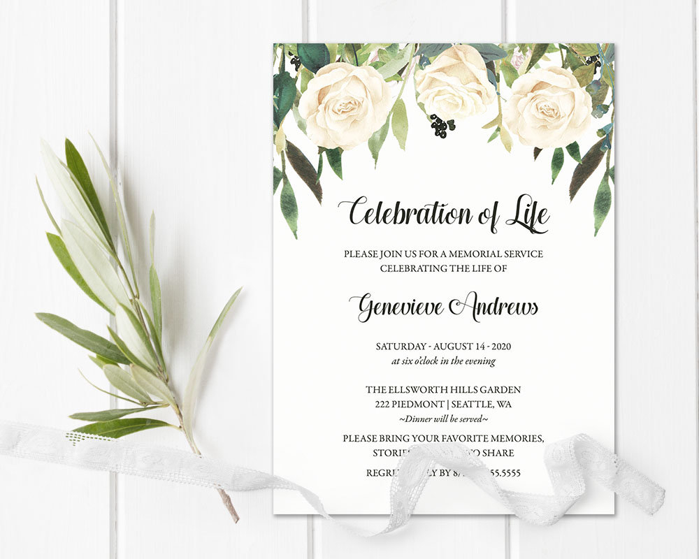 Celebration Of Life Invitation Template Funeral Announcement Etsy regarding measurements 1000 X 800