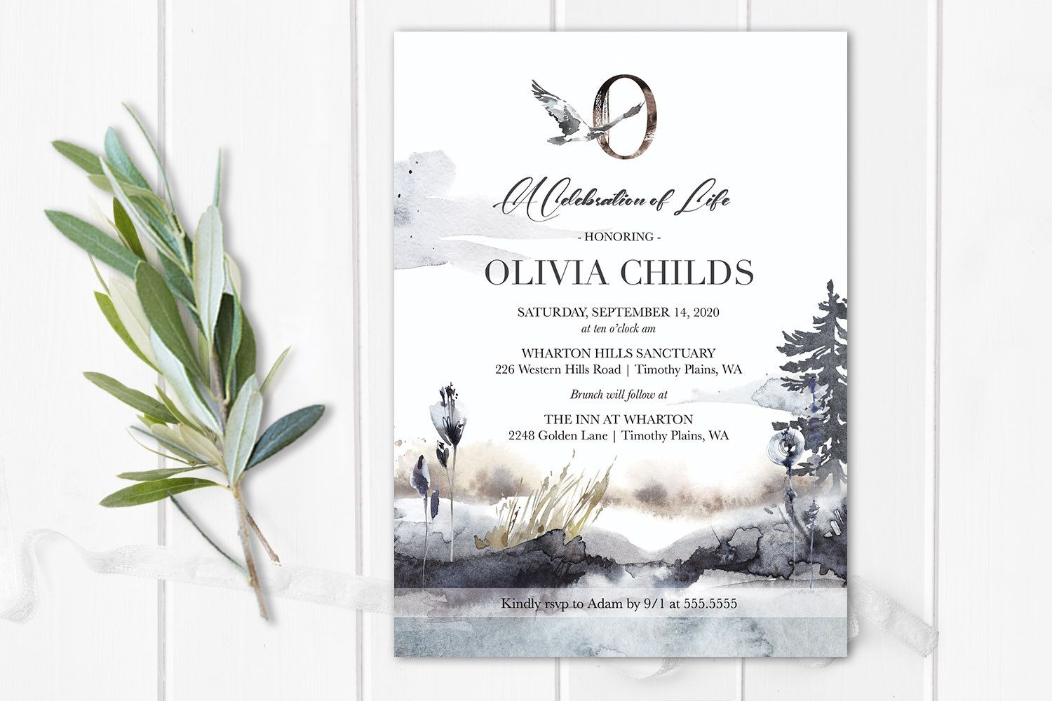 Celebration Of Life Invitations Funeral Announcement Memorial for dimensions 1500 X 1000