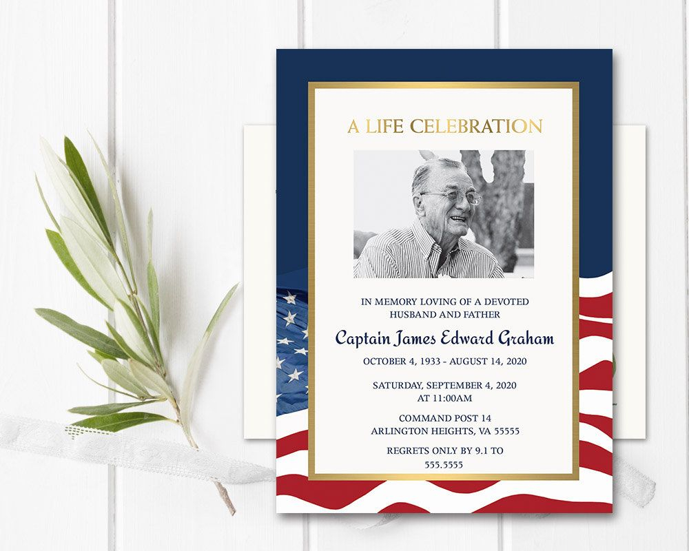 Celebration Of Life Military Funeral Announcement Memorial intended for sizing 1000 X 800