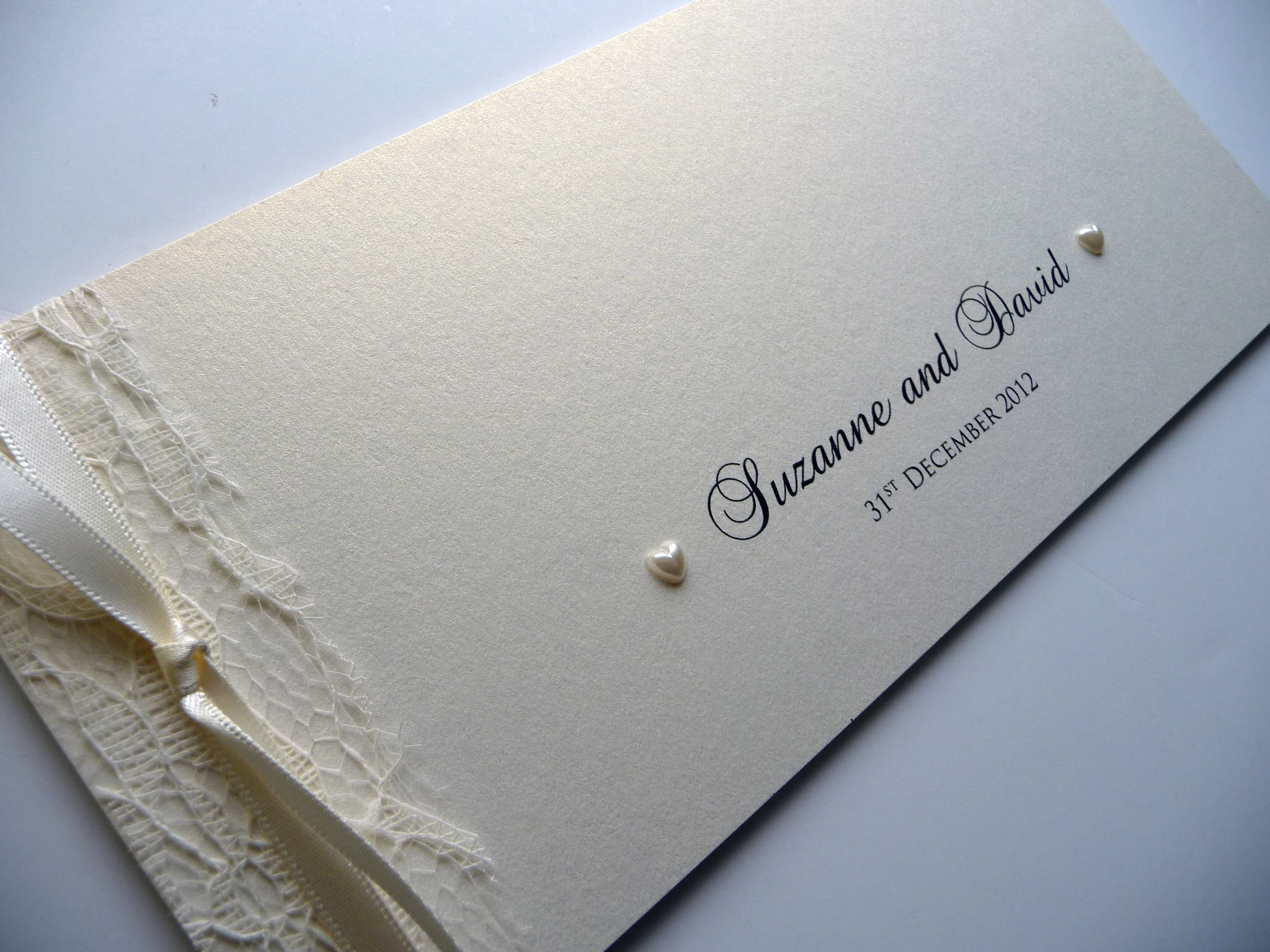 Cheque Book Wedding Invitation With Ivory Lace Ivory Knotted in size 2048 X 1536