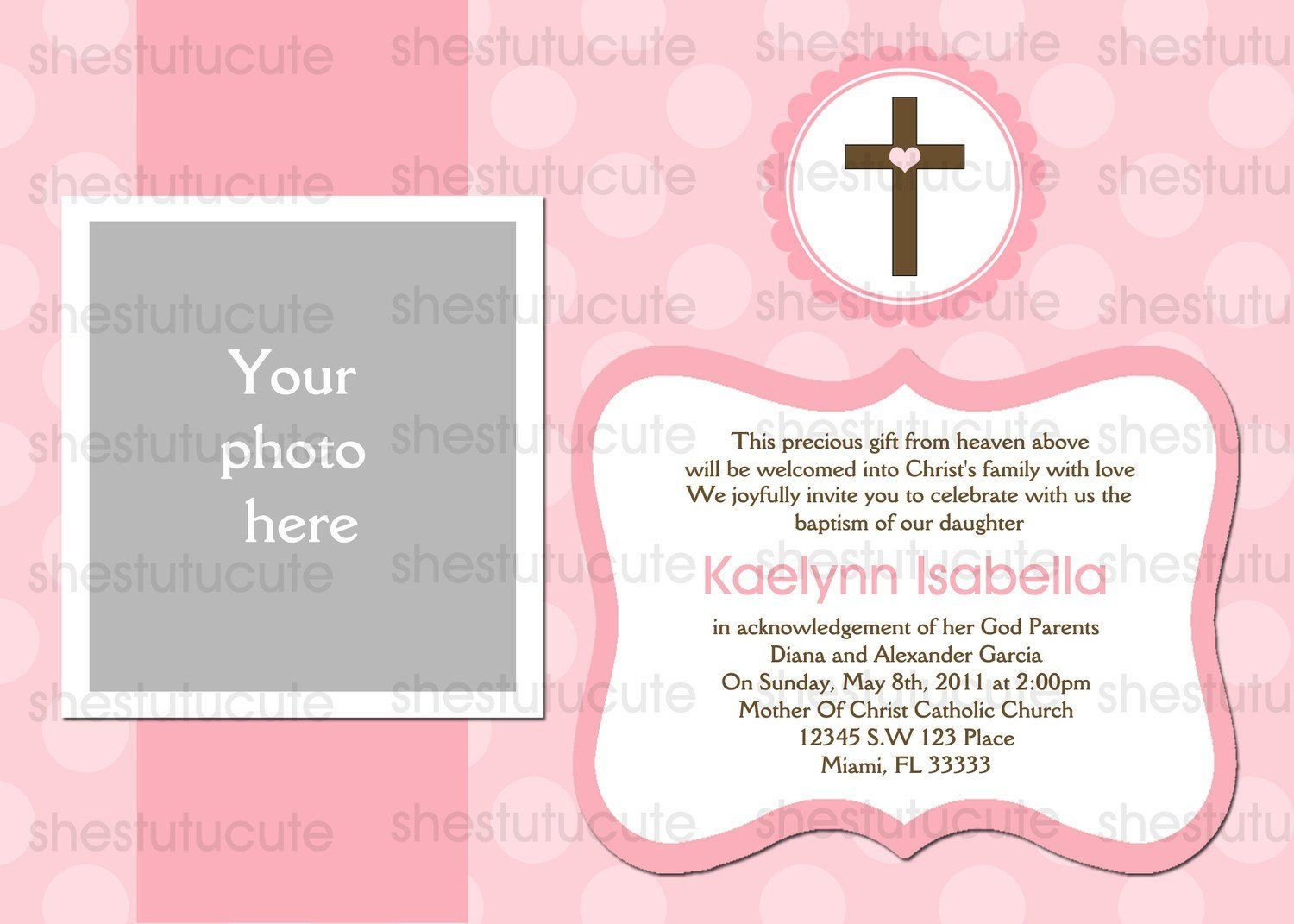 Christening Invitation For Ba Girl Blank Template Invitation in sizing 1500 X 1071