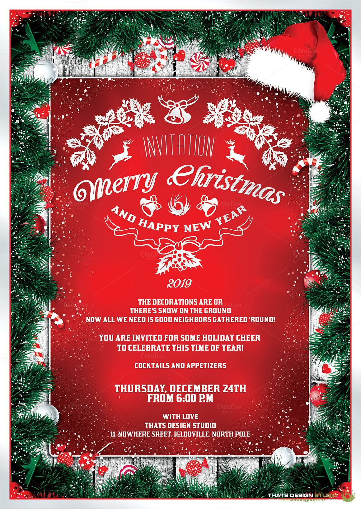 Christmas Invitation Template V6 Thats Design Store On for size 1160 X 1636