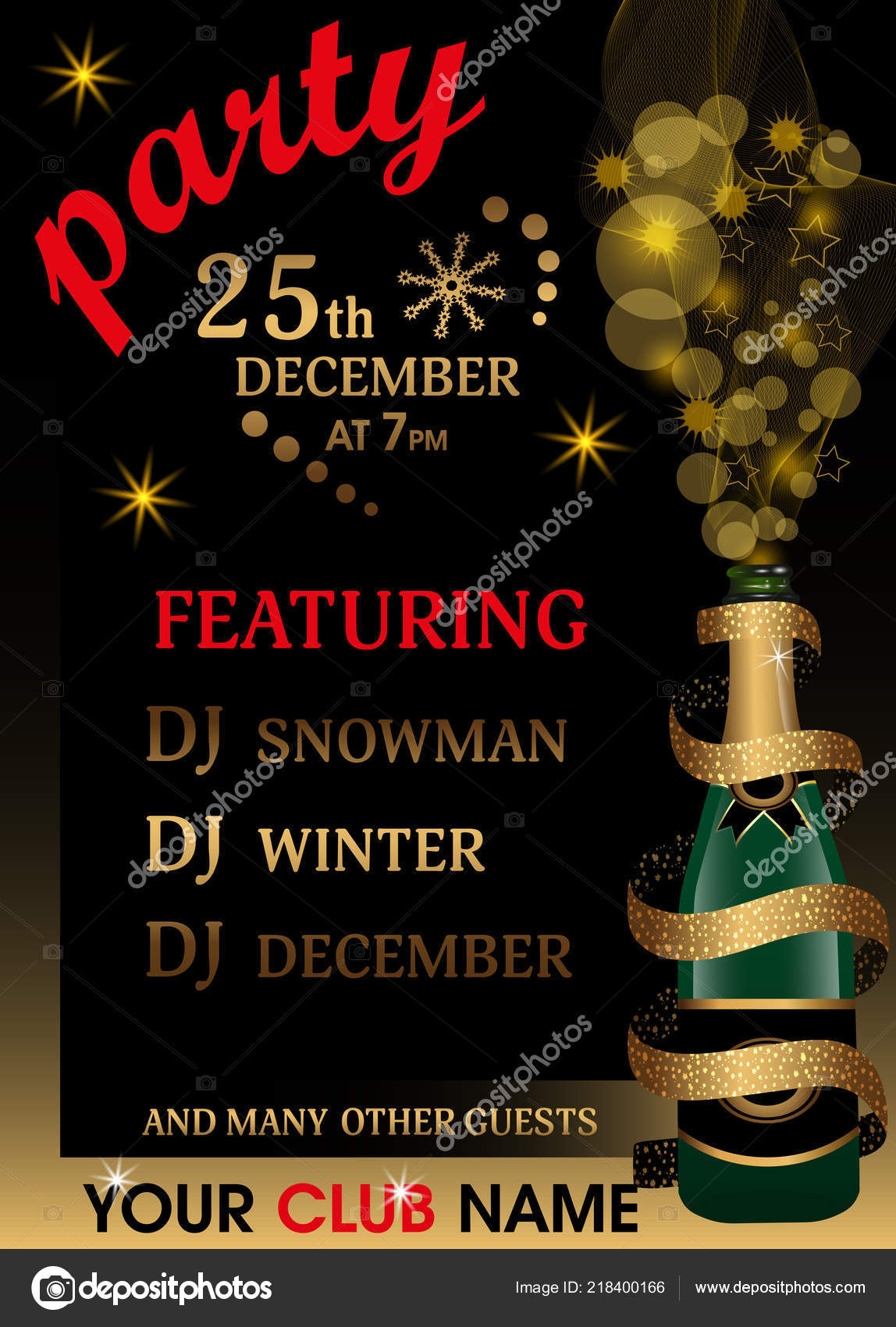 Christmas New Year Party Invitation Template Holiday Background inside size 1148 X 1700