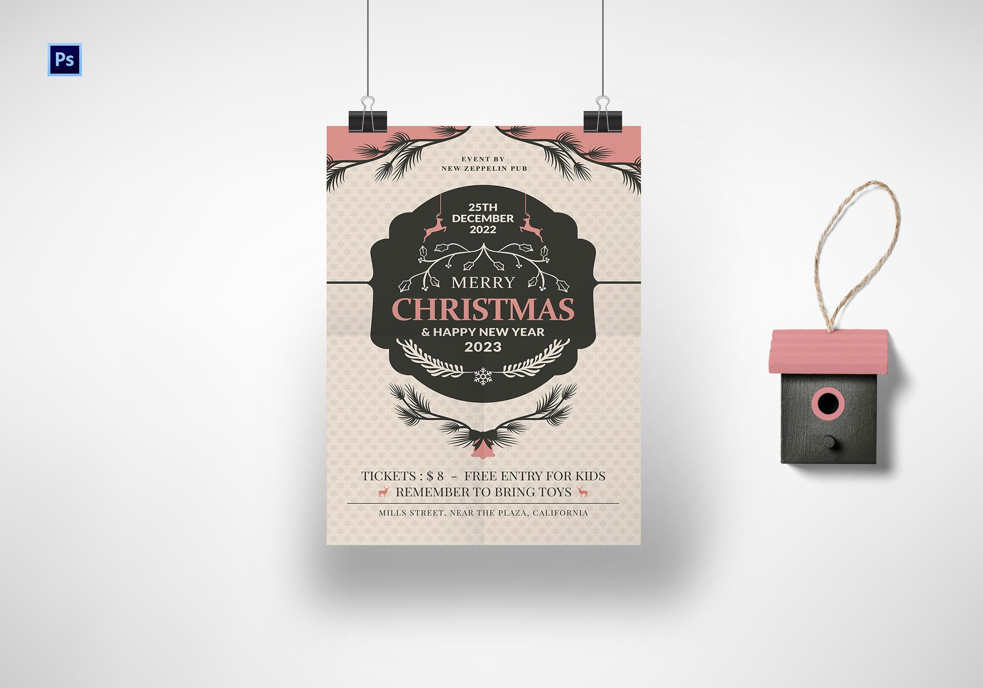 Christmas Party Invitation Poster Template In Adobe Photoshop for dimensions 1920 X 1344