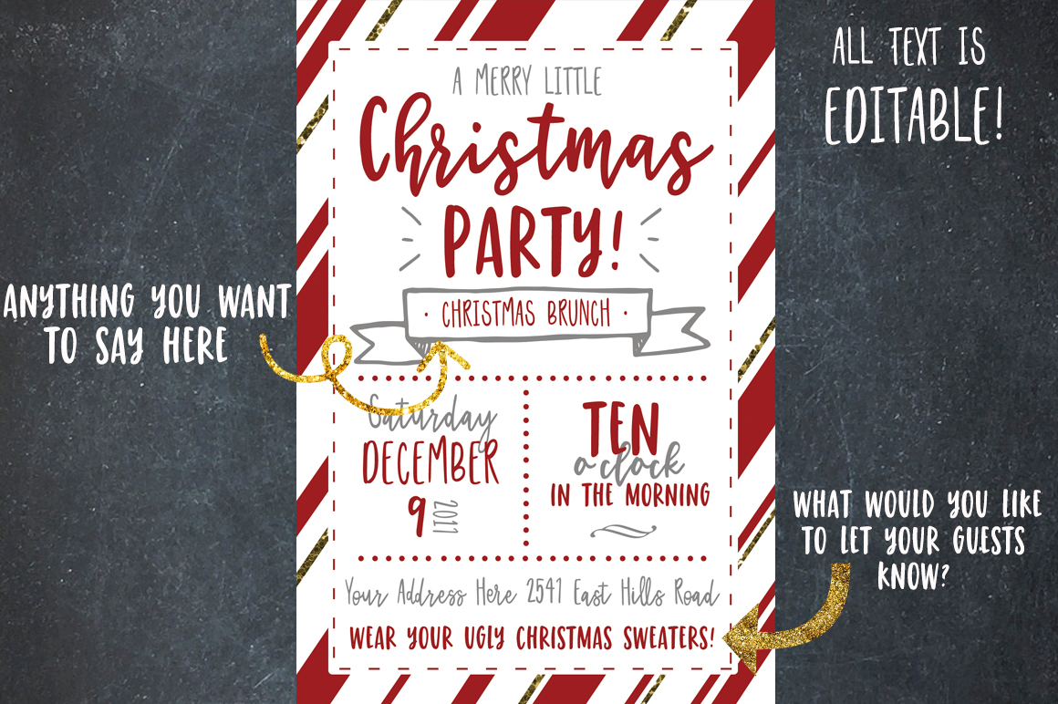 Christmas Party Invitation Template intended for size 1160 X 772