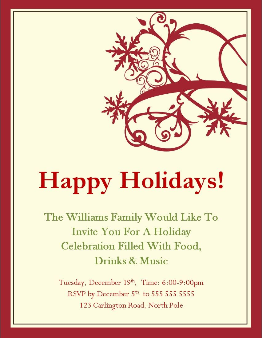 Christmas Party Invitations Templates Microsoft My Wishlist pertaining to sizing 852 X 1100