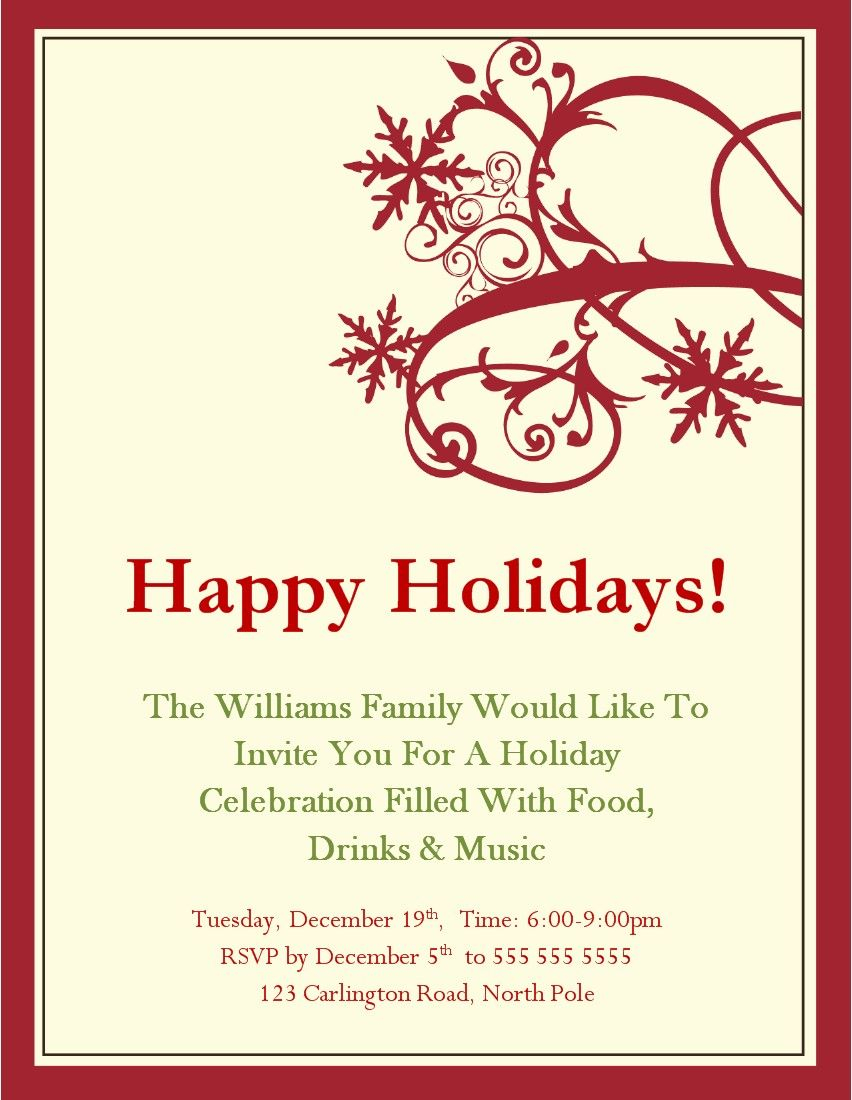 Holiday Luncheon Invitation Templates • Business Template Ideas