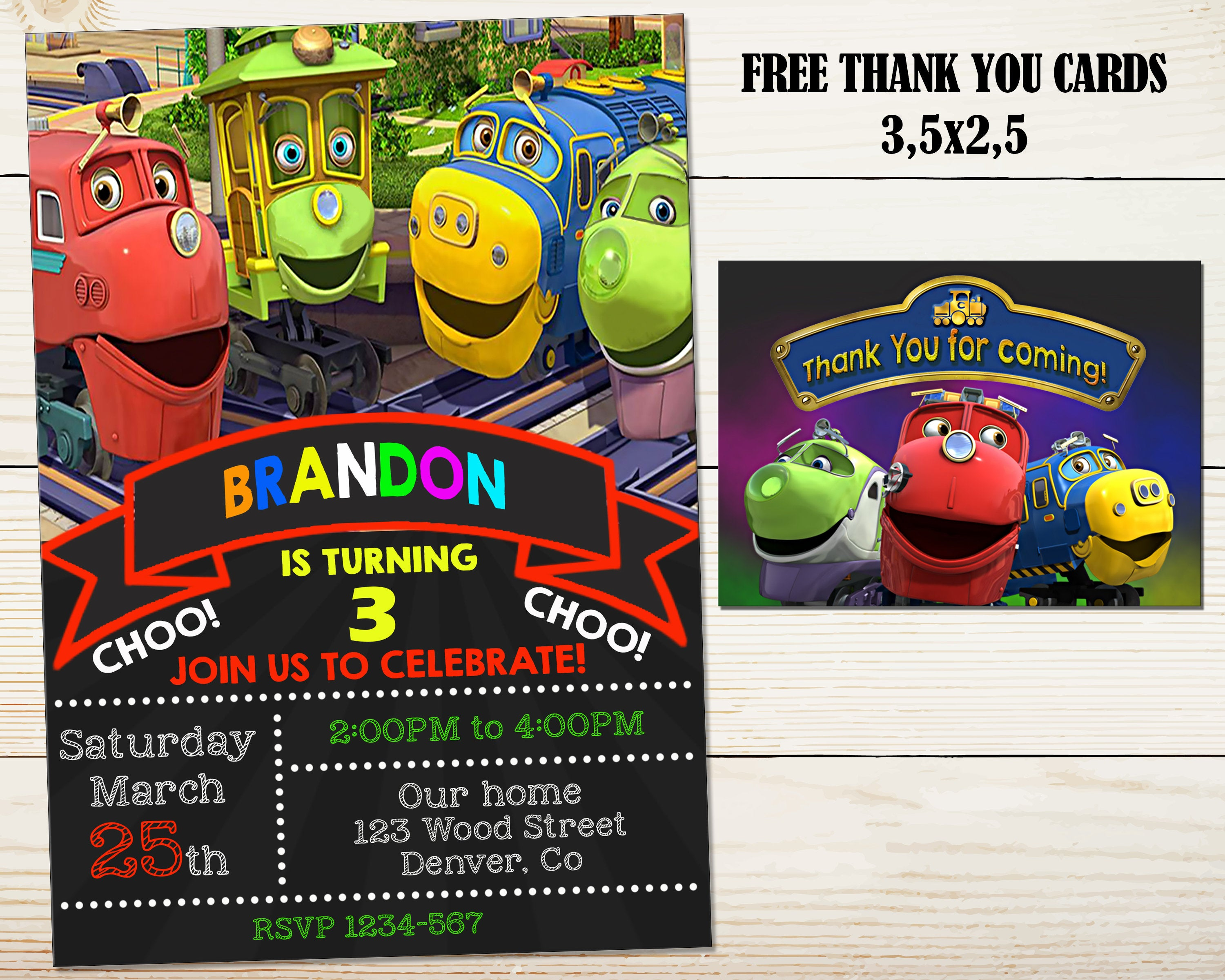 Chuggington Birthday Invitation Chuggington Invitation Chuggington Party Invite Chuggington Outfit Chuggington Party Favors Supply Thank You with proportions 3000 X 2400