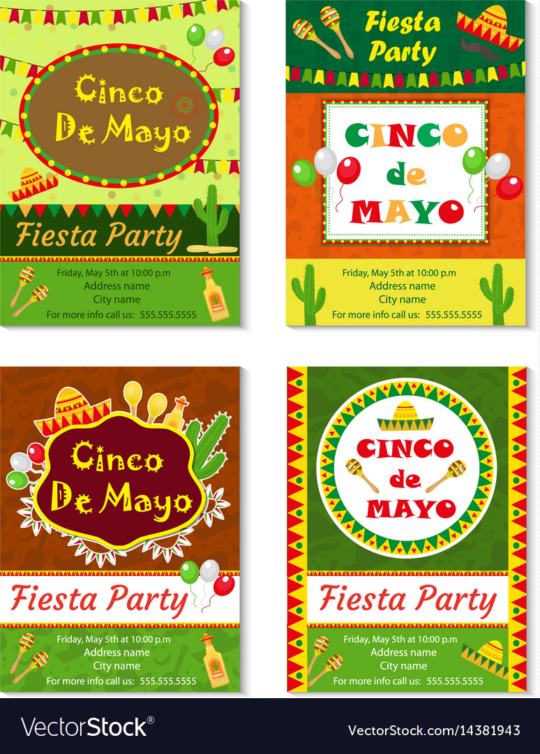 Cinco De Mayo Invitation Template Flyer Mexican Vector Image throughout measurements 774 X 1080