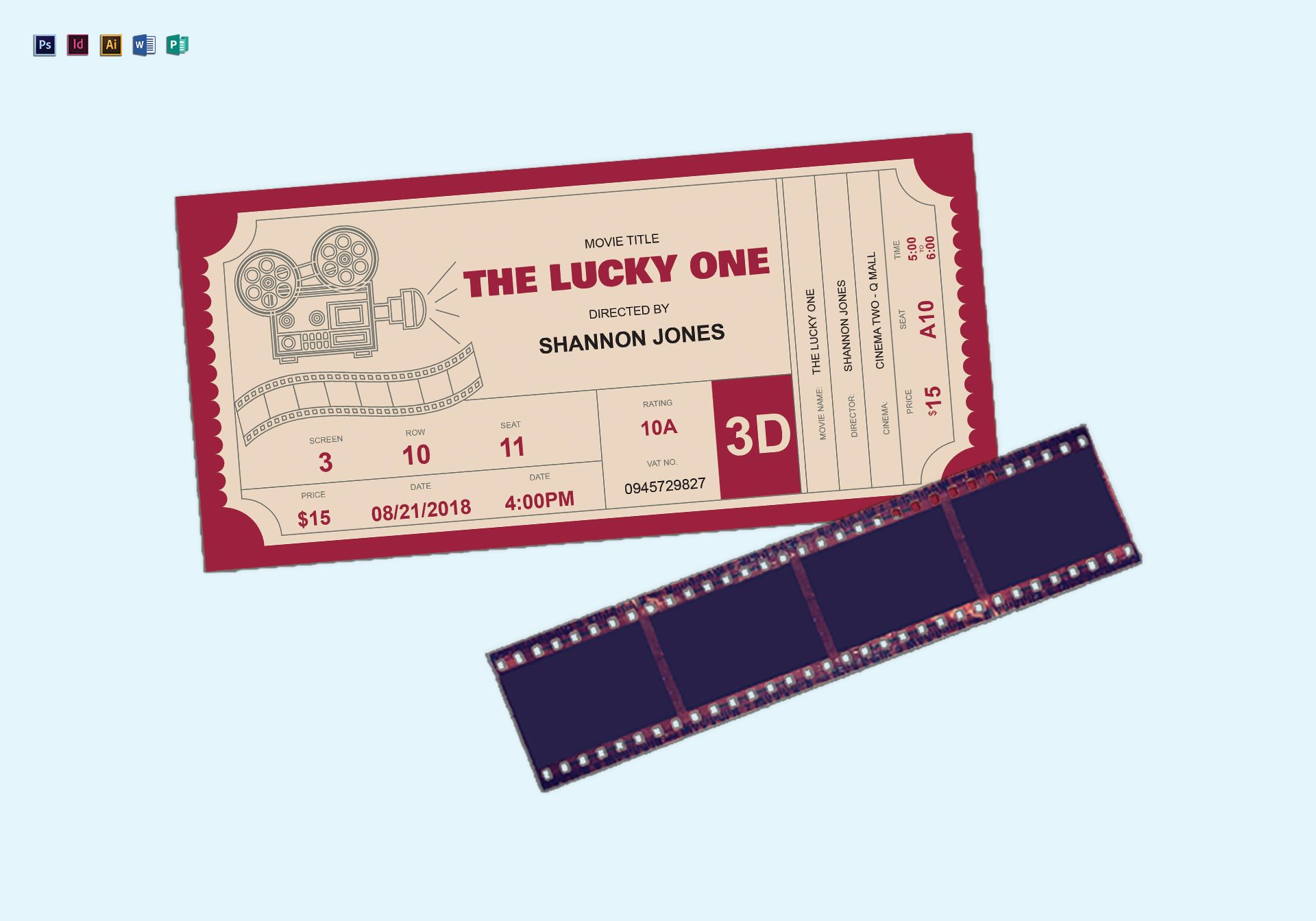 Cinema Ticket Design Template In Psd Word Publisher Illustrator with regard to measurements 1920 X 1344