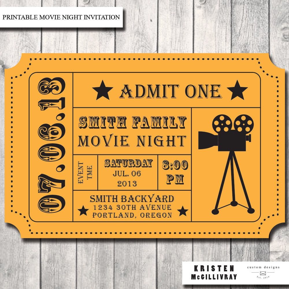 Cinema Ticket Invitation Template Invitation Template Ideas for sizing 1000 X 1000