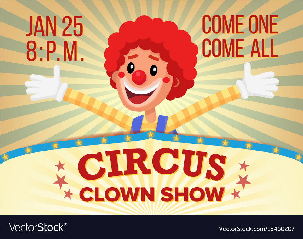 Circus Clown Poster Invite Template Royalty Free Vector within measurements 1000 X 789