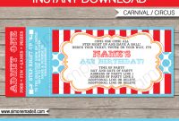 Circus Ticket Invitation Template Carnival Or Circus Party with size 1300 X 1020