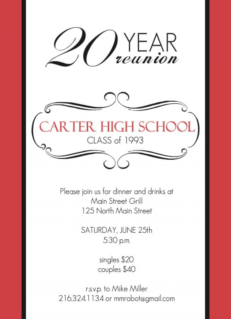 Class Reunion Invitations Sunshinebizsolutions intended for proportions 800 X 1105