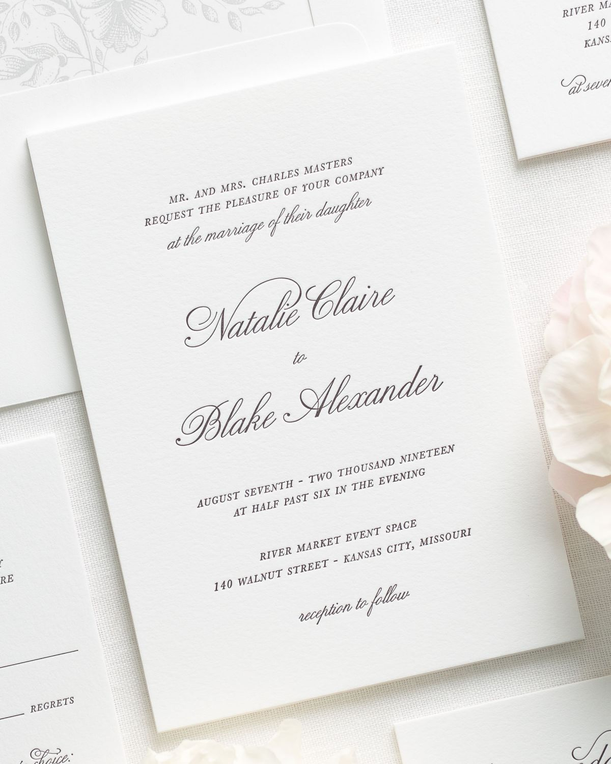 Classic And Beautiful Letterpress Wedding Invitations Wedding with measurements 1200 X 1500