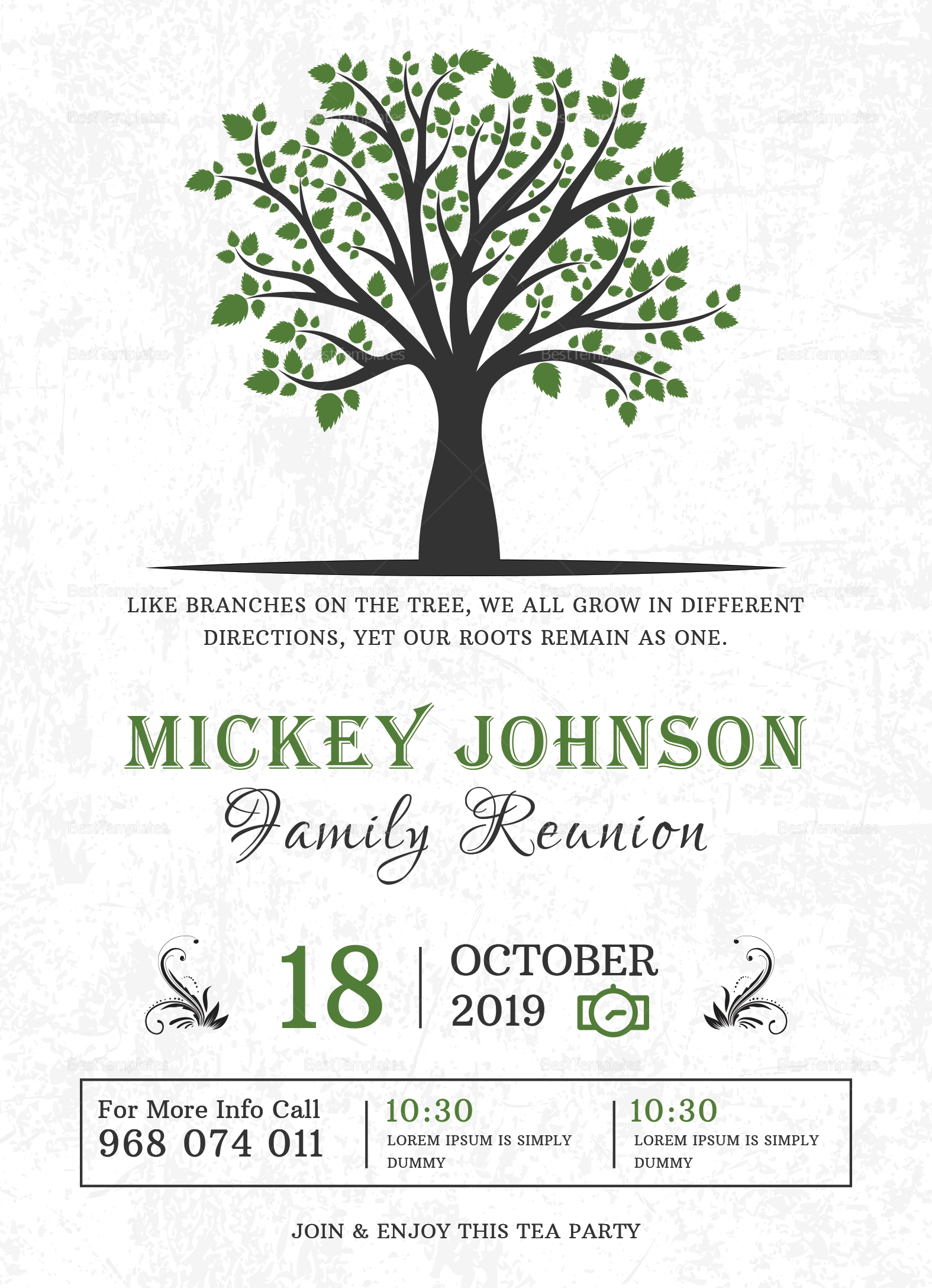 Classic Family Reunion Invitation Design Template In Word Psd intended for size 1575 X 2175