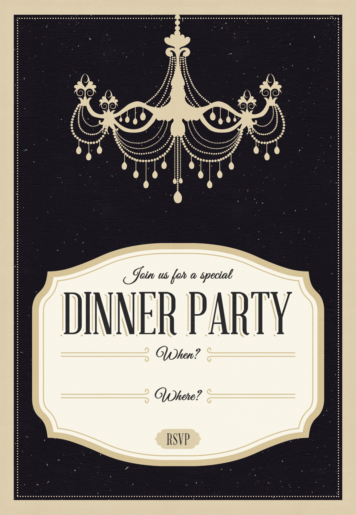 Classy Chandelier Free Printable Dinner Party Invitation Template for size 1454 X 2100