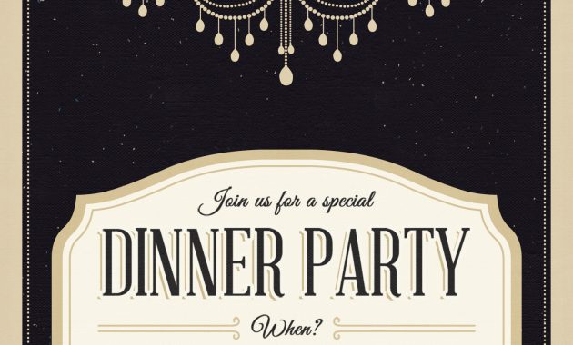 Classy Chandelier Free Printable Dinner Party Invitation Template in size 1454 X 2100