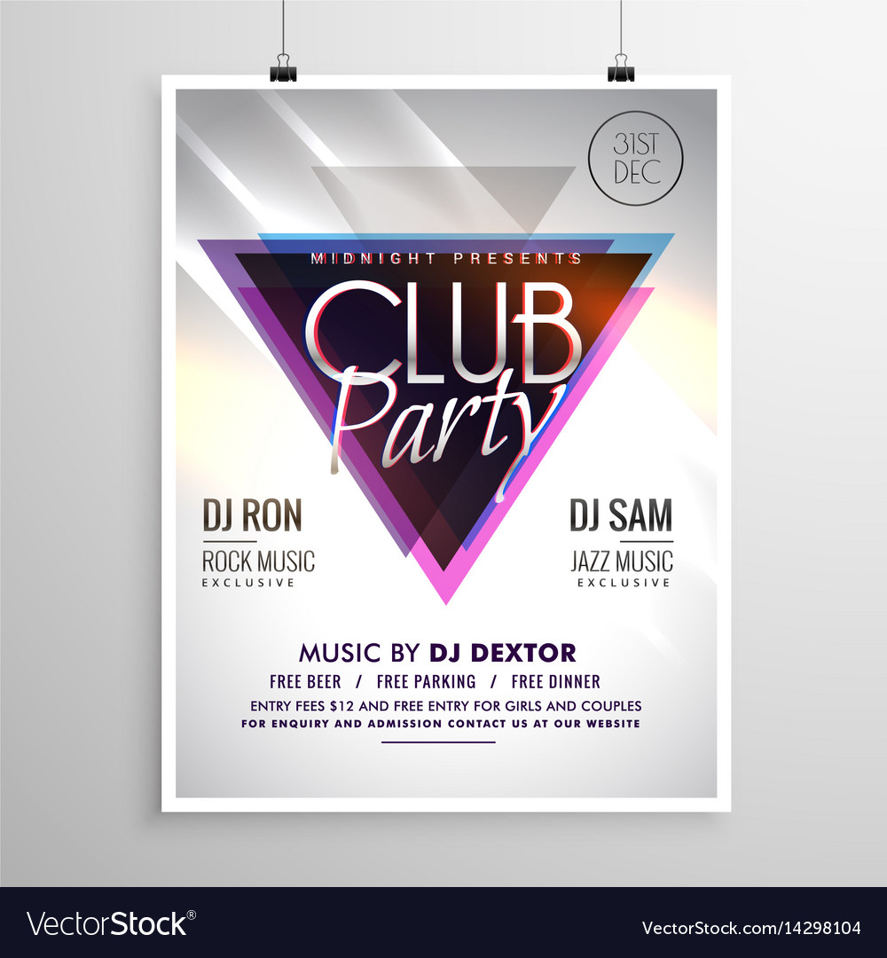 Club Party Music Flyer Invitation Template Poster Vector Image intended for sizing 1000 X 1080