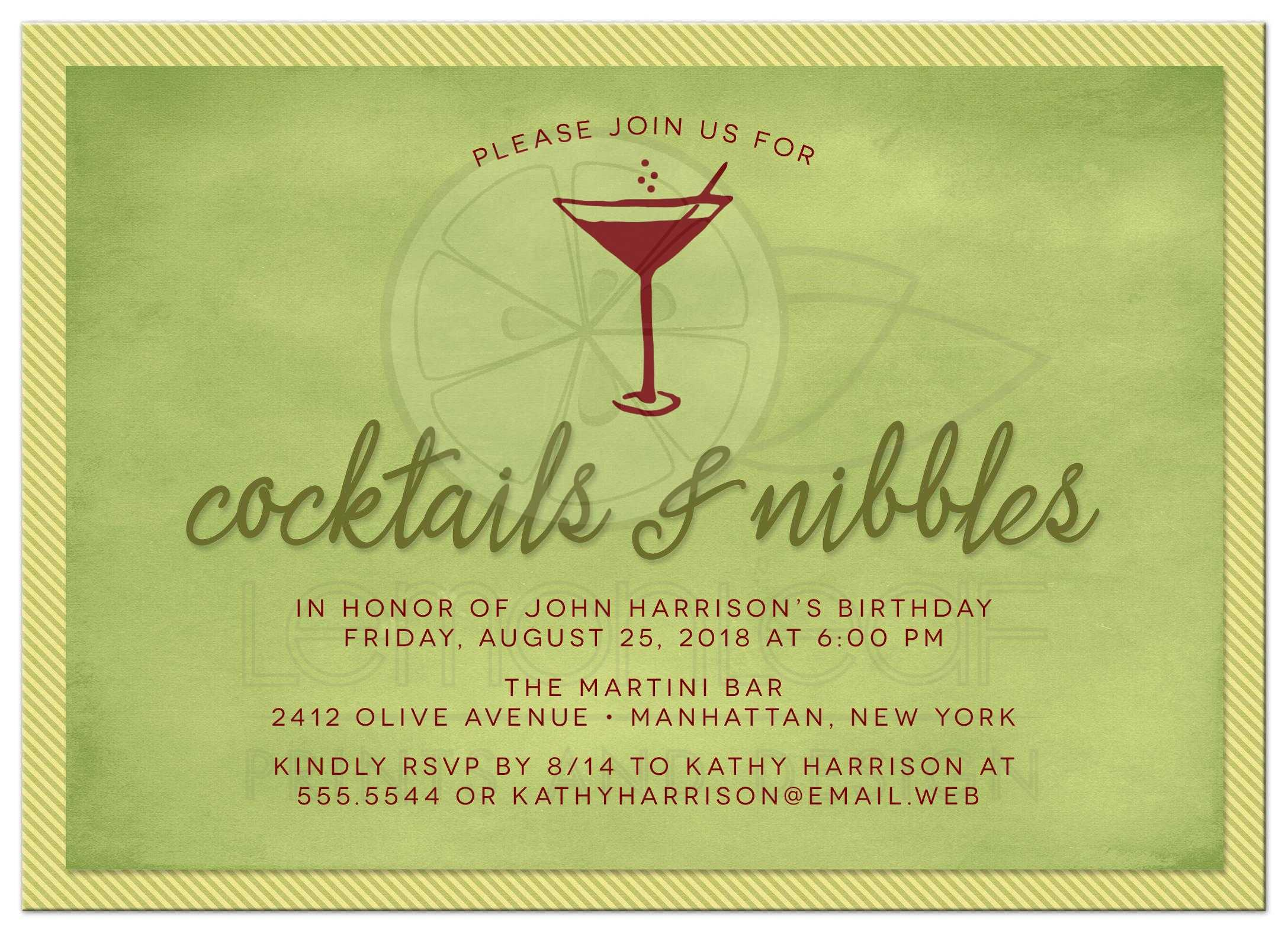 Drinks And Nibbles Invitation Templates Business Template Ideas