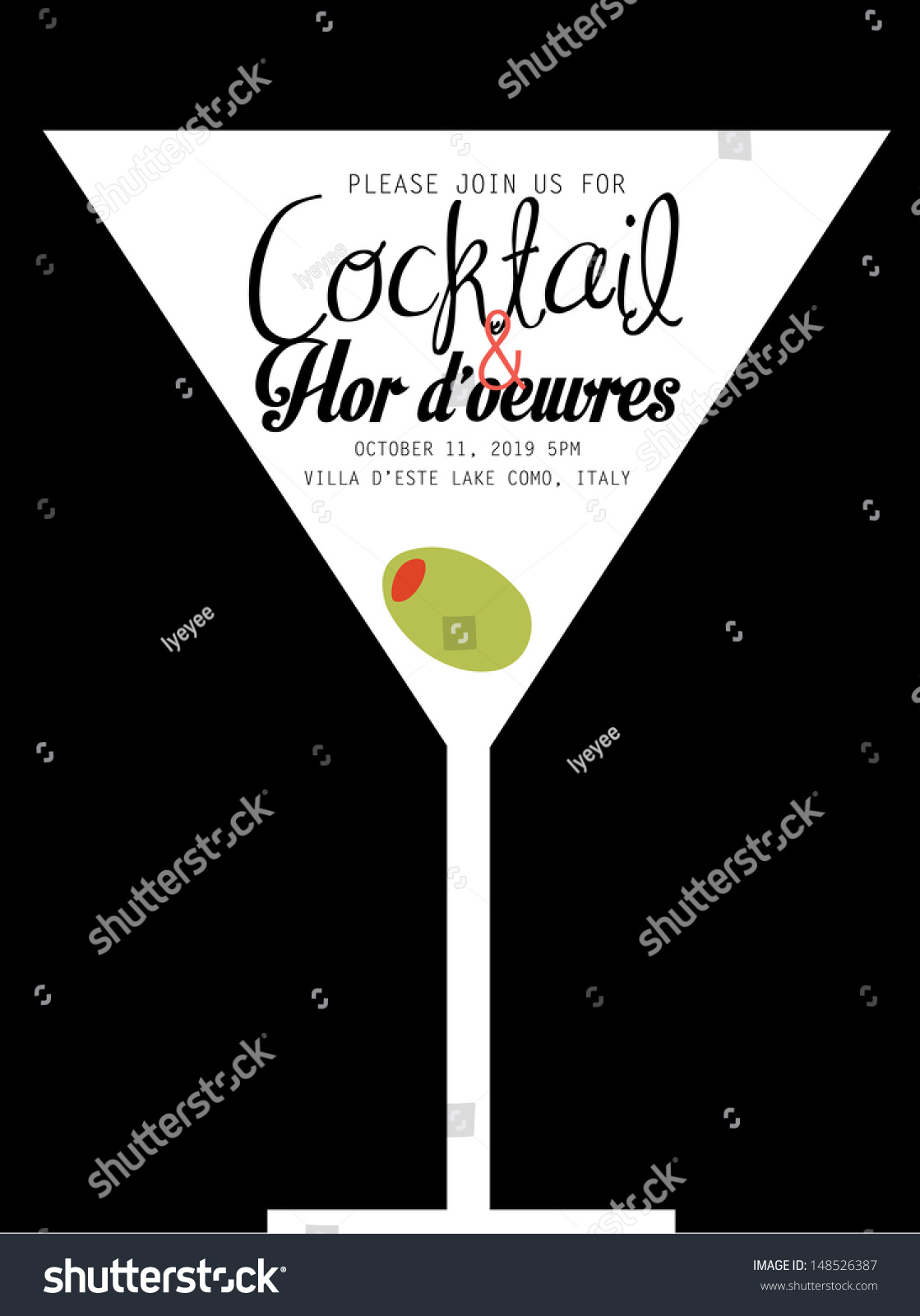 Cocktail Party Invitation Template Vectorillustration Stock Vector inside sizing 1119 X 1600
