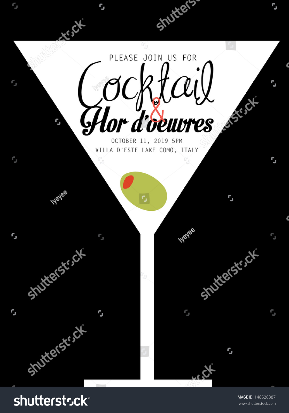 Cocktail Party Invitation Template Vectorillustration Stock Vector throughout dimensions 1119 X 1600