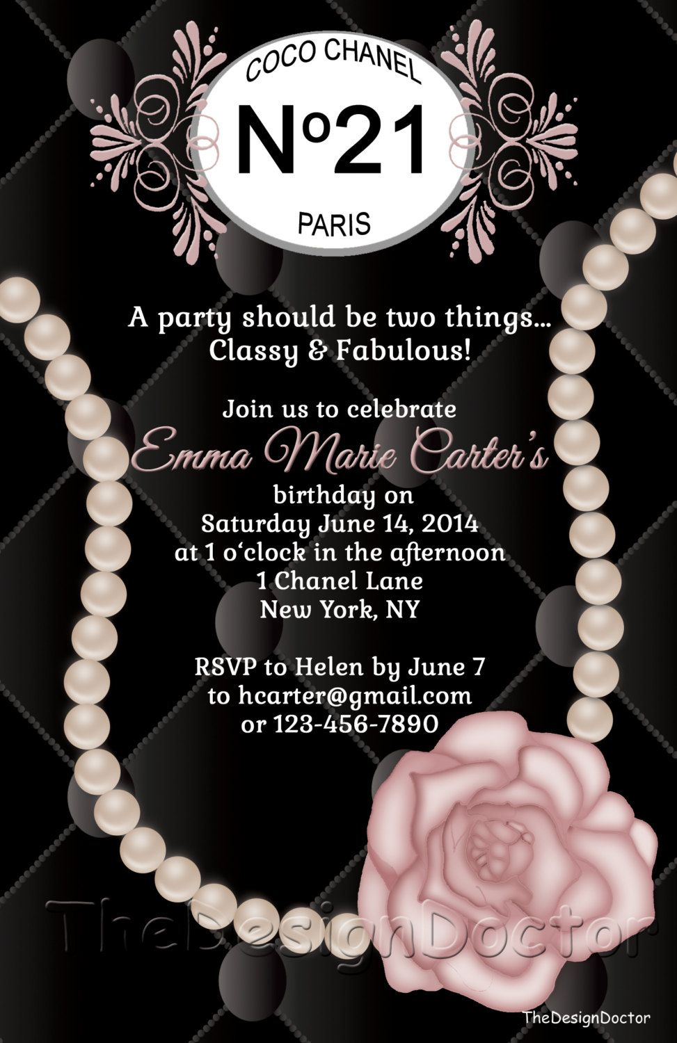 Coco Chanel Invitation Templates Google Search Sweet 16 In 2019 for dimensions 973 X 1500