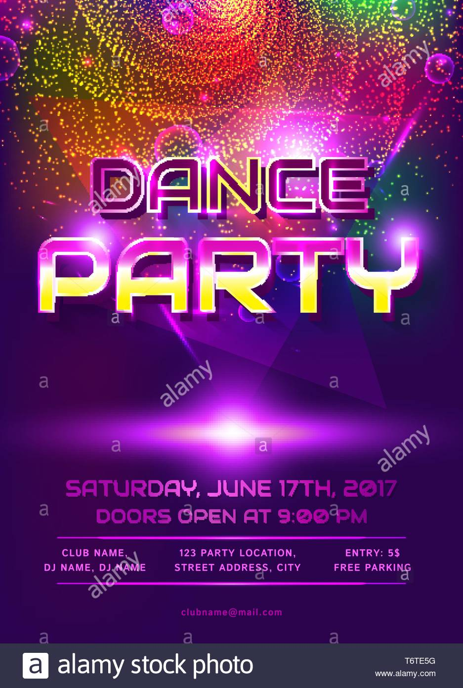 Colorful Flyer For Dance Party Invitation Template With Shiny for proportions 937 X 1390