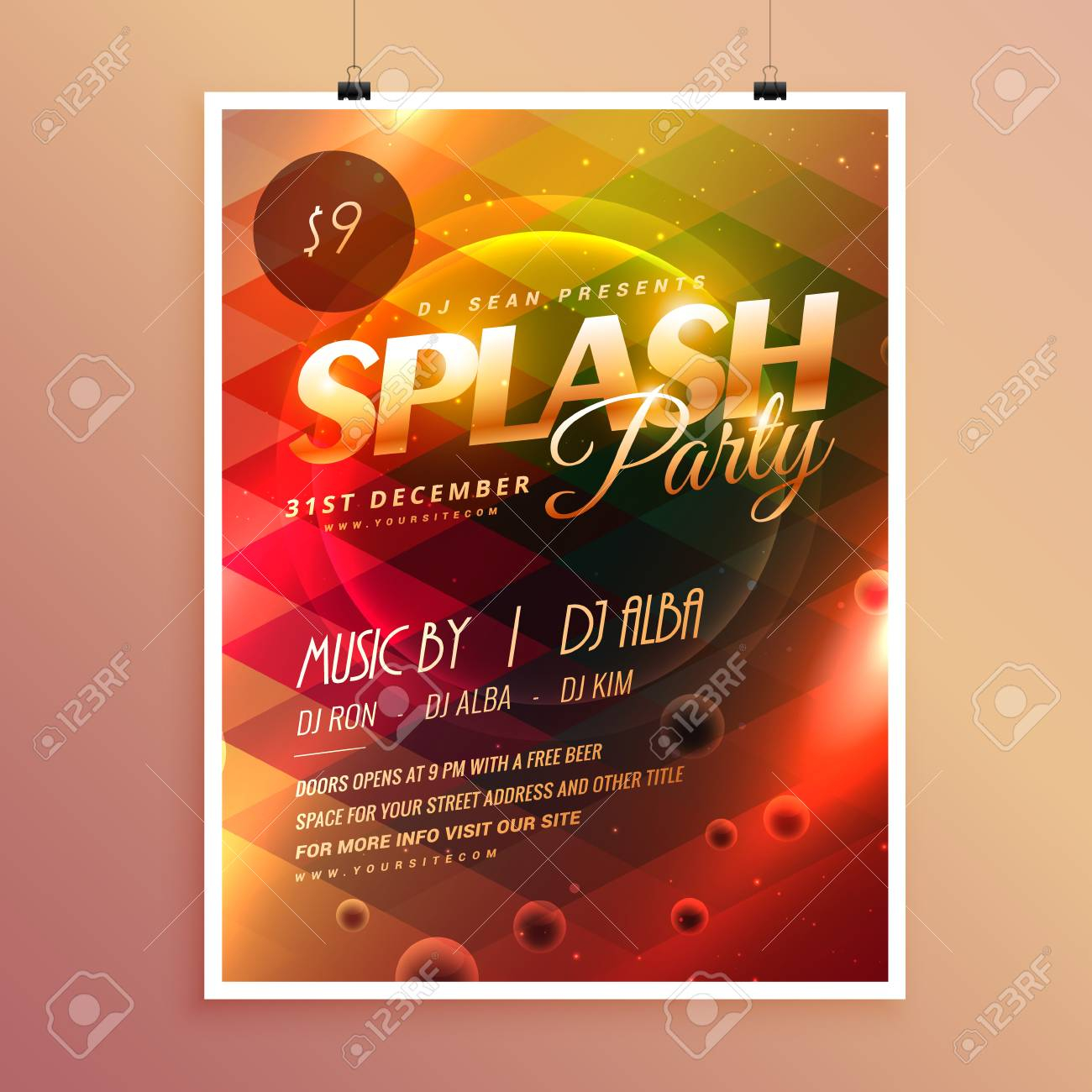 Colorful Splash Party Invitation Flyer Poster Template Royalty Free intended for size 1300 X 1300