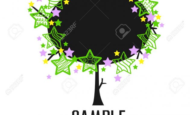 Colorful Tree With Stars Vector Invitation Template Or Card within measurements 1300 X 1300