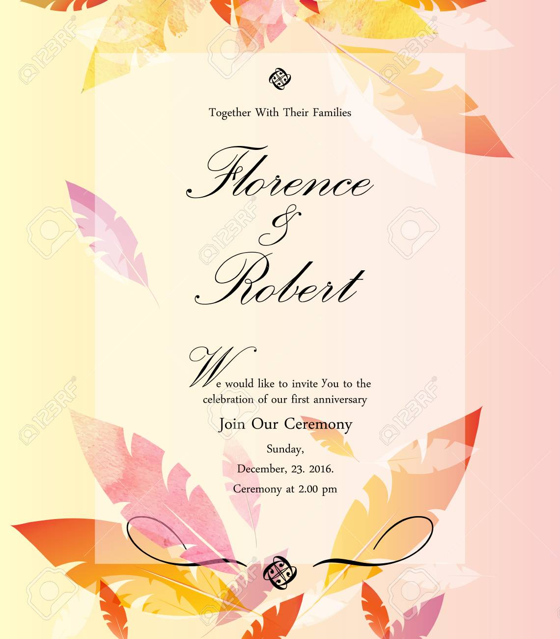 Colorful Wedding Invitation Vector Illustration Creative Background with proportions 1140 X 1300