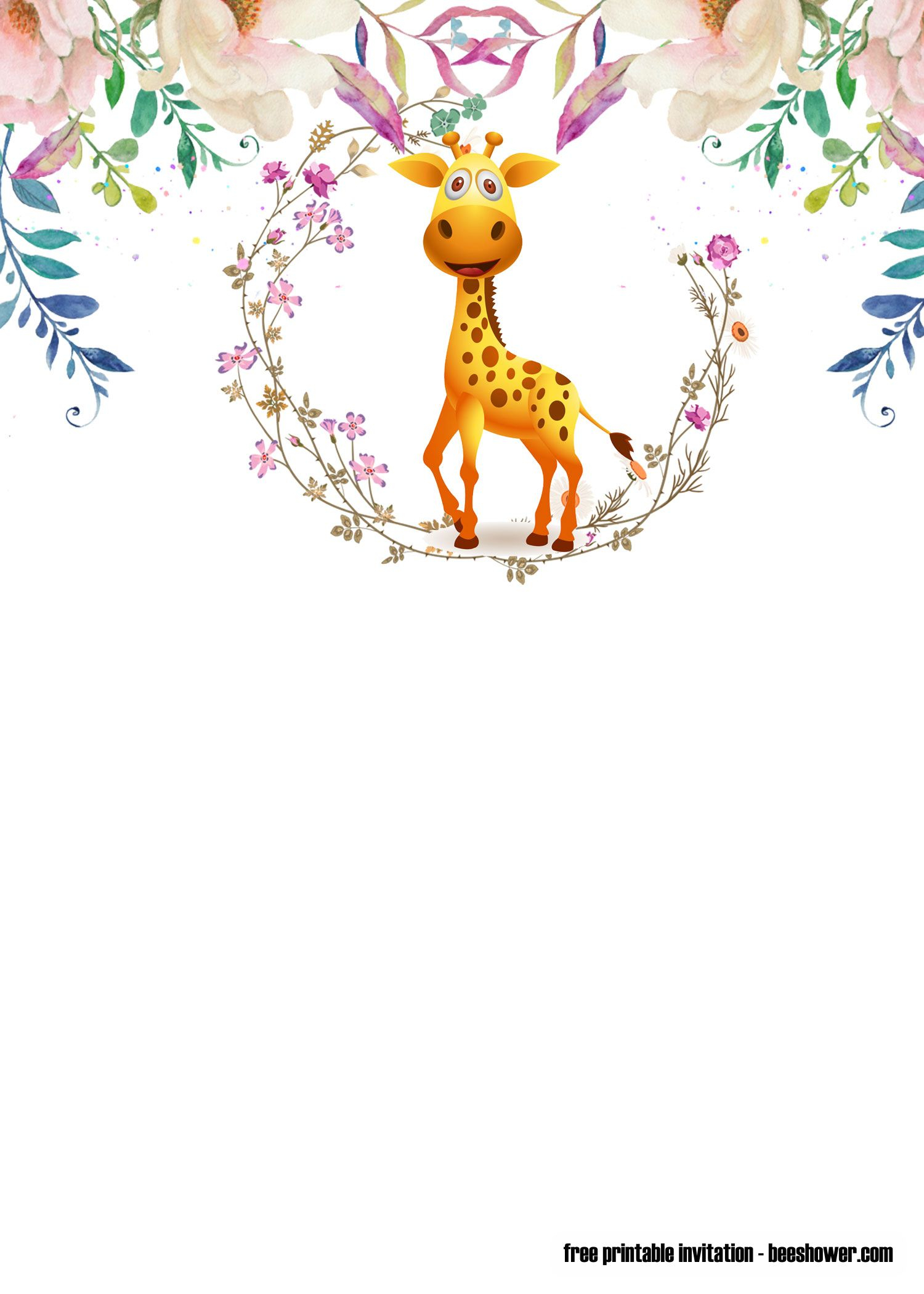 Cool Free Cute Giraffe Ba Shower Invitations Templates Beeshower within size 1500 X 2100