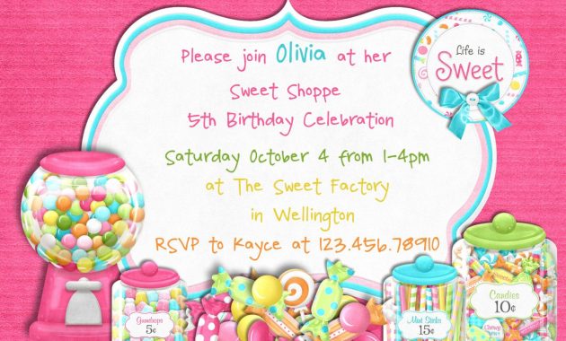 Cool Free Template Candy Themed Birthday Party Invitations throughout proportions 1500 X 1071