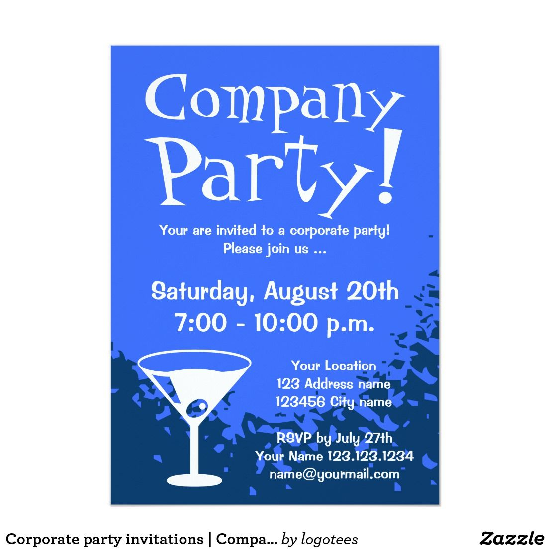 Corporate Party Invitations Company Invites Zazzle Office regarding sizing 1106 X 1106