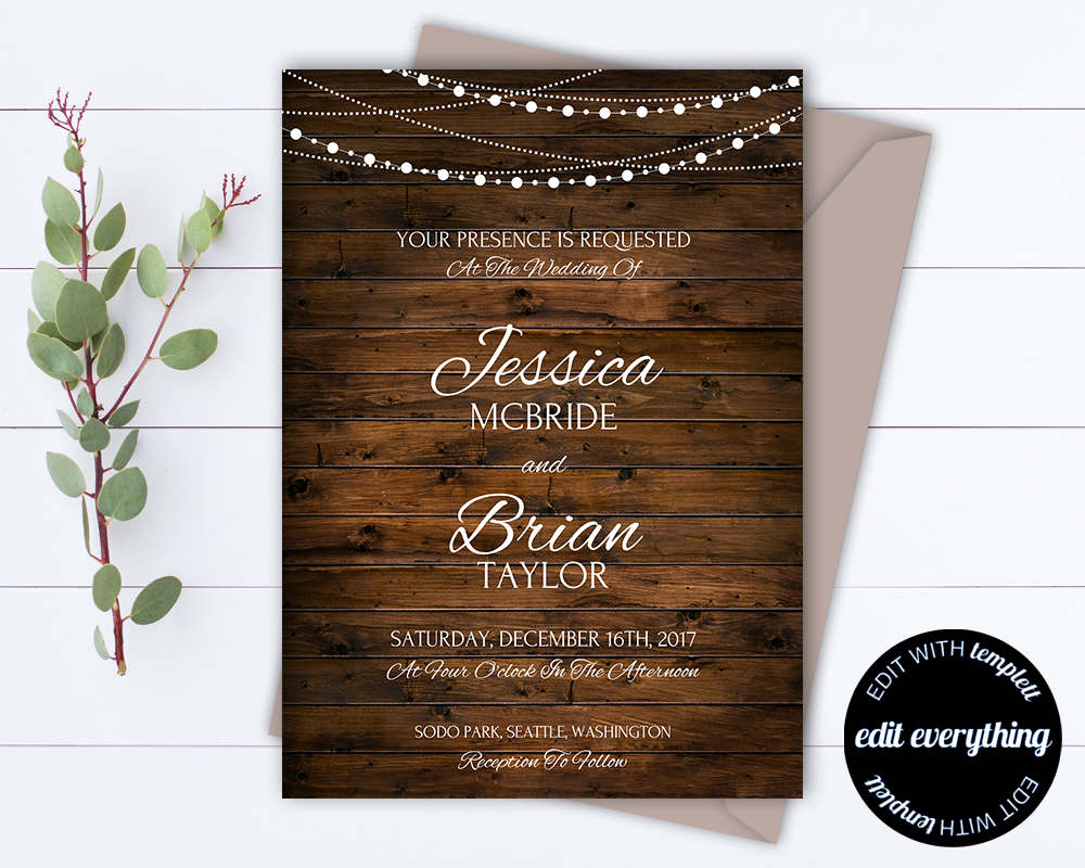 Country Wedding Invitation Template Southern Wedding Etsy with regard to size 1000 X 800