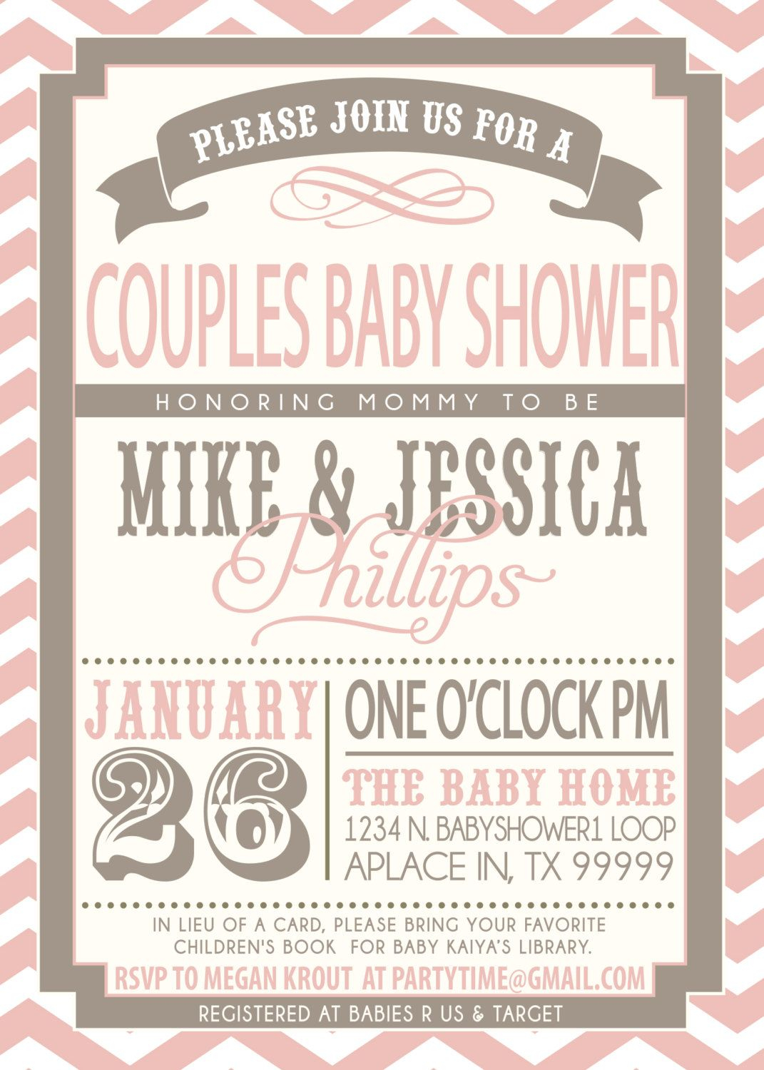 Couples Ba Shower Invitation Pink And Grey 1800 Via Etsy within proportions 1071 X 1500