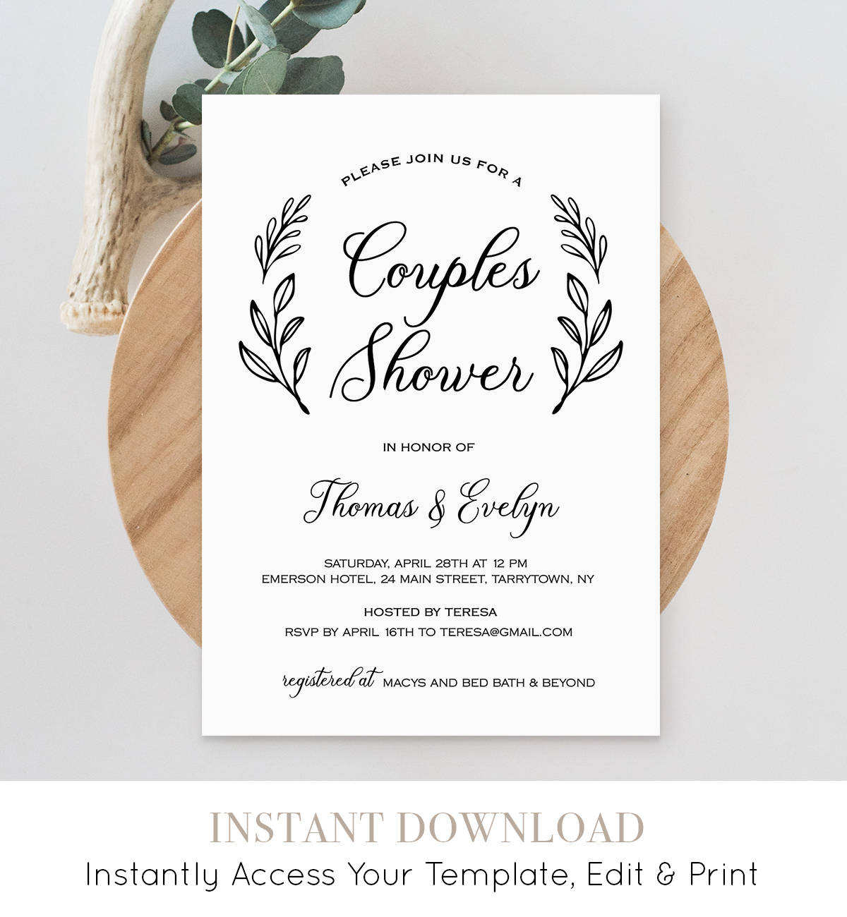 Couples Shower Invitation Template Printable Wedding Shower Invite intended for measurements 1200 X 1300