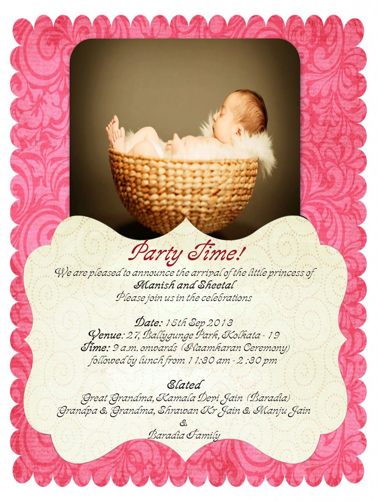 Cradle Ceremony Invite Free Ba Girl Naming Ceremony Invitation in sizing 1200 X 1600