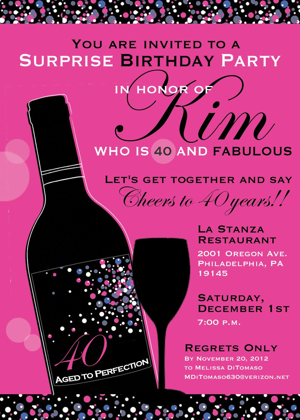 Create Easy 40th Birthday Invitations Templates Designs in measurements 1000 X 1400