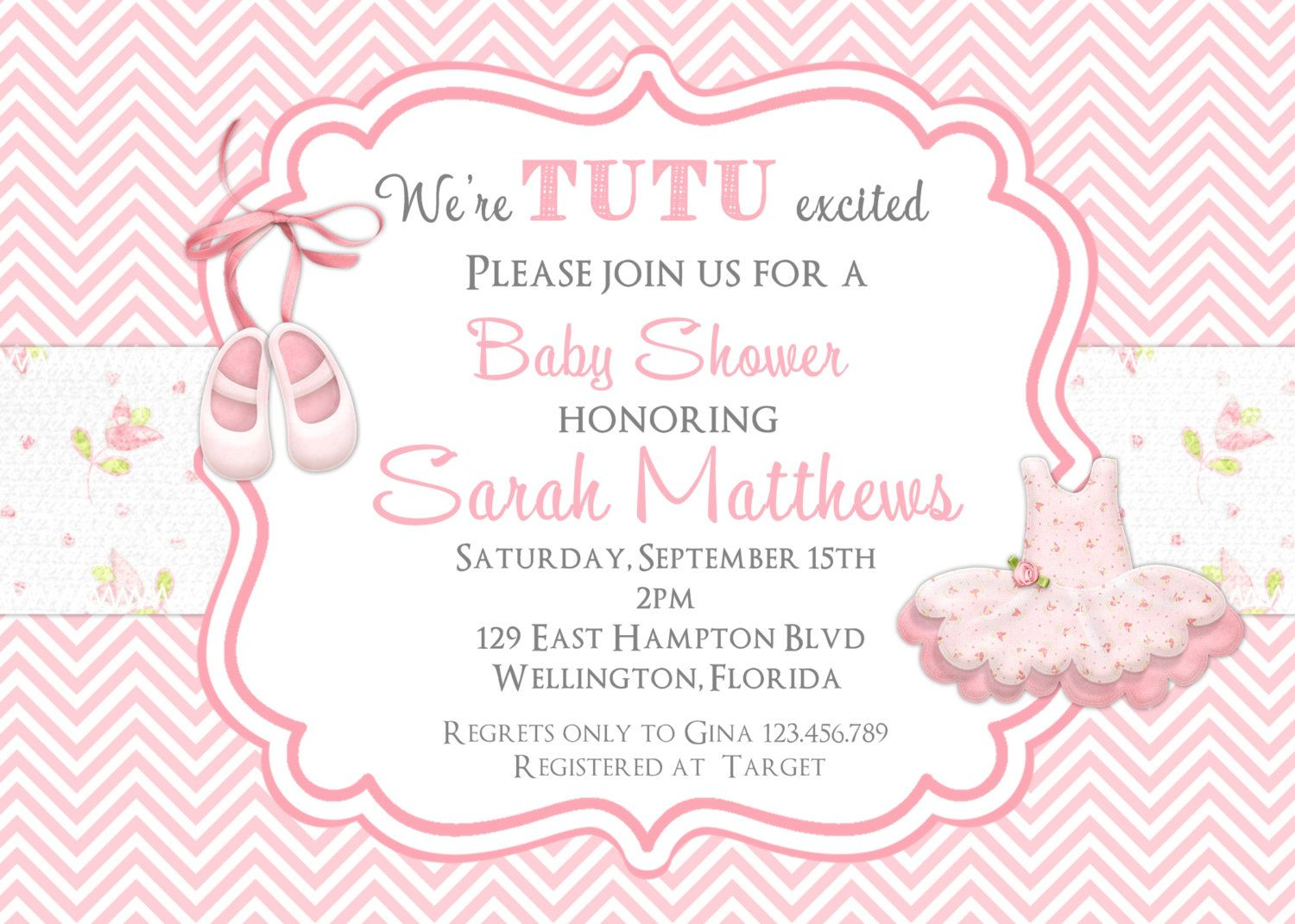 Create Tutu Ba Shower Invitations Templates Invitstiond Own throughout proportions 1500 X 1071