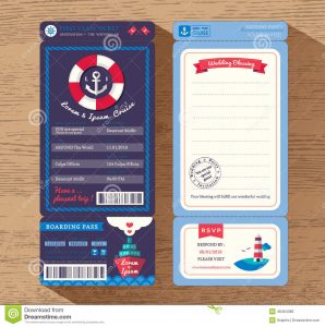 Cruise Ship Boarding Pass Ticket Wedding Invitation Template Stock throughout proportions 1300 X 1309