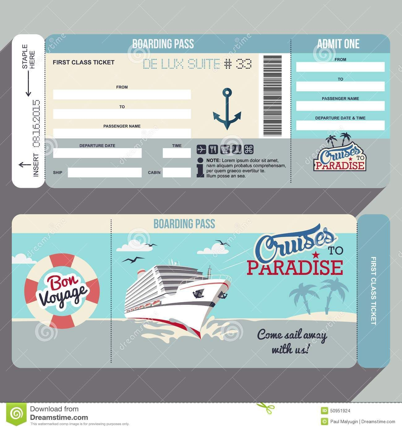 Cruises To Paradise Boarding Pass Design Stock Vector Illustration in proportions 1300 X 1390