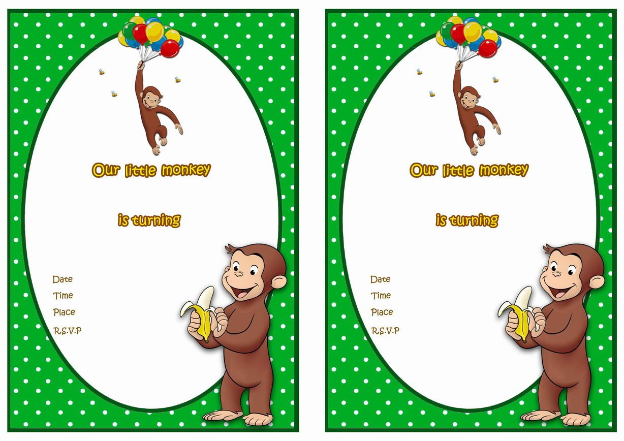 Curious George Free Printable Birthday Party Invitations Birthday pertaining to size 1228 X 868