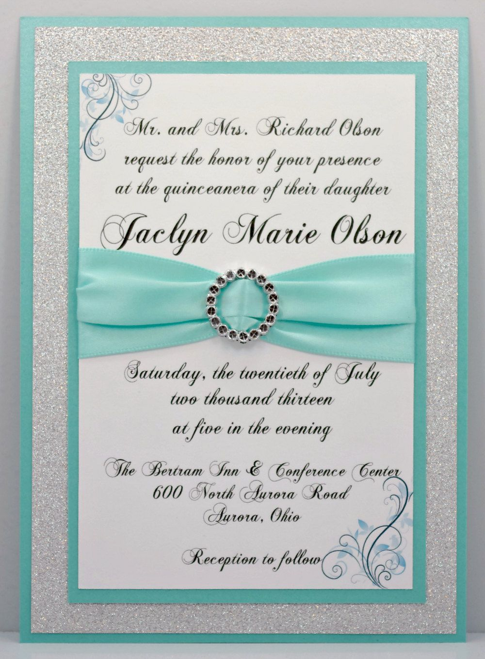 Custom Aqua Invitation Sample For Marlene Wedding Colors Tiffany with regard to sizing 1000 X 1358