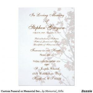 Custom Funeral Or Memorial Service Announcement 5 X 7 Invitation regarding size 1104 X 1104