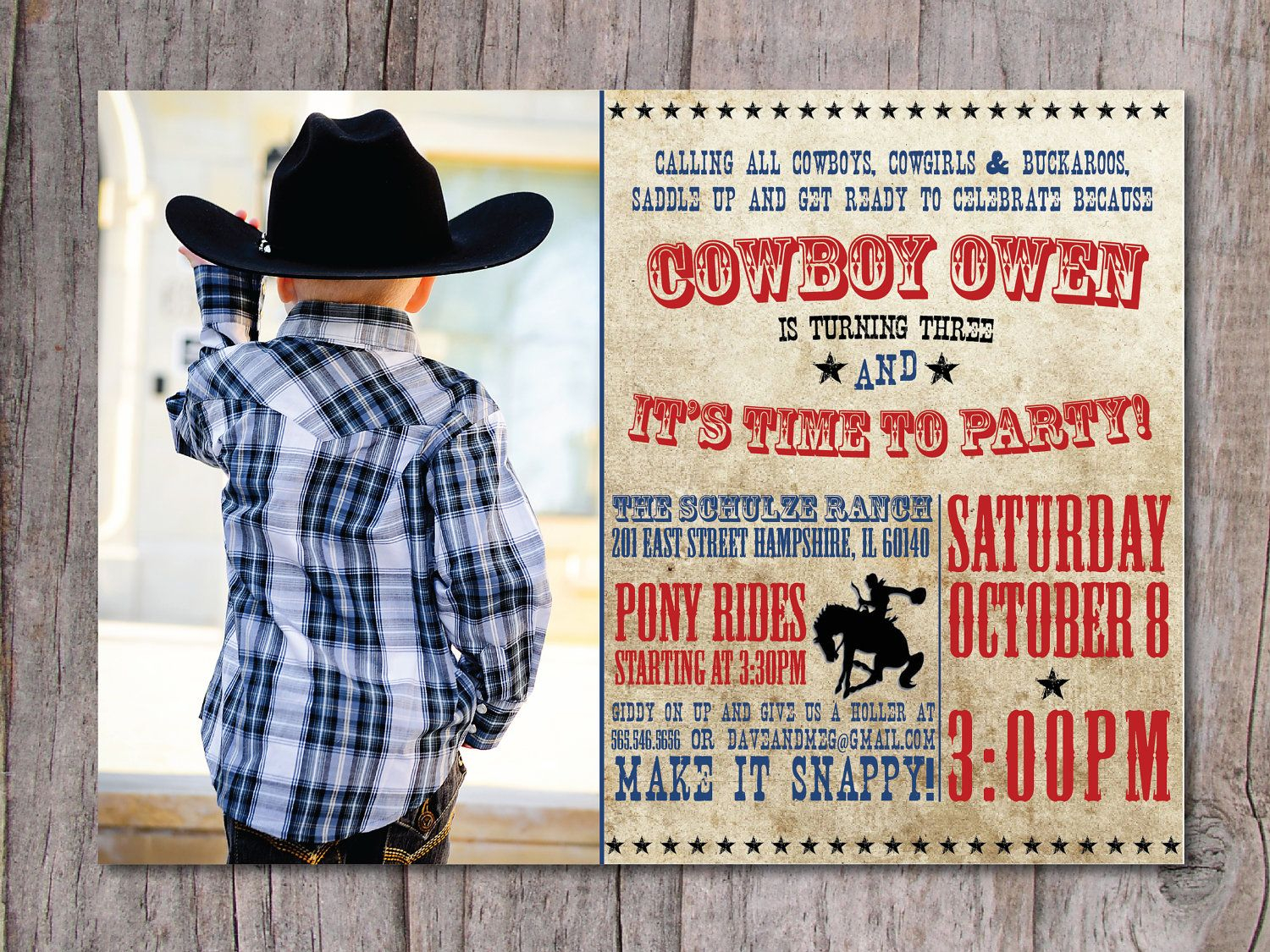 Custom Made Western Birthday Party Invitations Modern Cowboy with regard to proportions 1500 X 1125